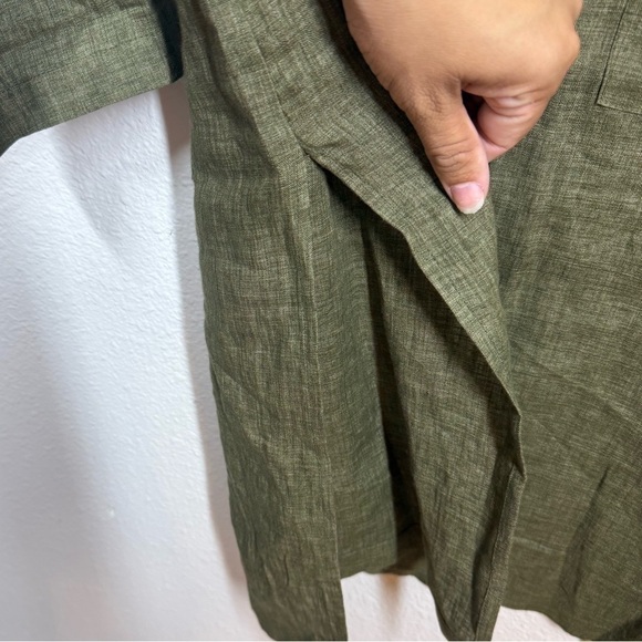 Eskandar Linen Wide A-line Collarless Shirt - Very Long With Slits Size 1 - Picture 5 of 10